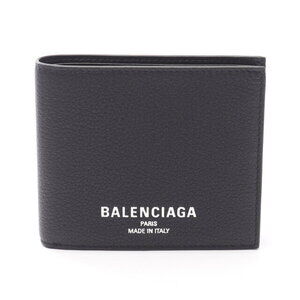 Balenciaga Square Folding Wallet Leather Bifold Black